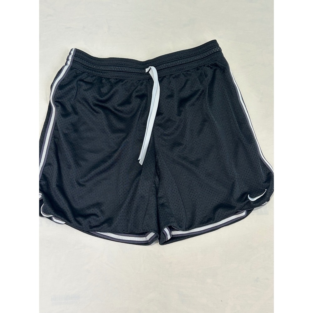Nike Womens Mesh Athletic Shorts Black White Stripe Dolphin‎ Hem 404909-010 M
